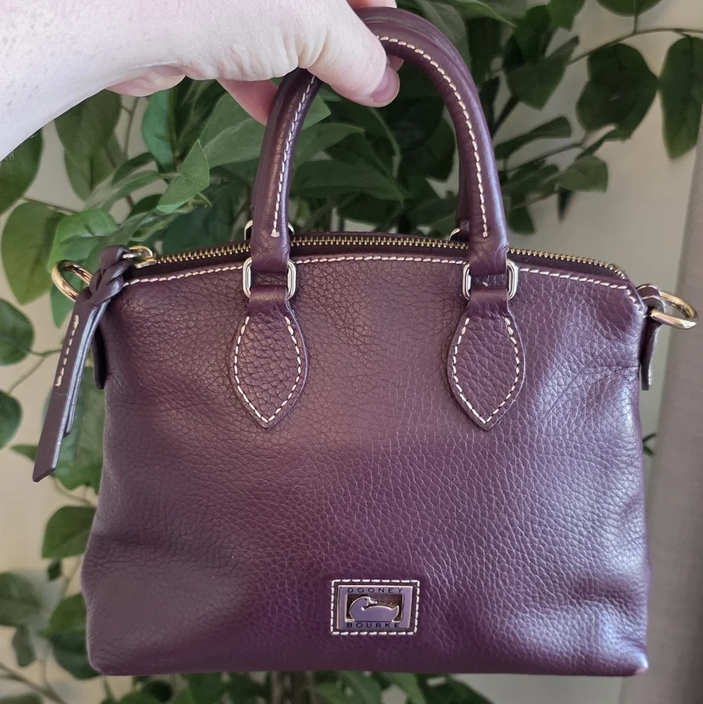 Dooney & Bourke Purple Pebble Leather Satchel - Picture 2 of 10